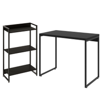 Kit Para Escritório Estante Areta 3 Prateleiras Mesa Industrial Aspen 90cm C01 Onix - Lyam Decor