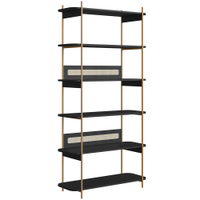 Estante Livreiro Multiuso 6 Prateleiras Industrial Indy A03 Nero Dourado - Lyam Decor