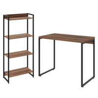 Kit Para Escritório Estante Areta 4 Prateleiras Mesa Industrial Aspen 90cm C01 Nogal - Lyam Decor