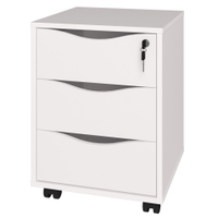 Gaveteiro Para Escritório Office com Rodízios 03 Gavetas Face A02 Branco - Lyam Decor