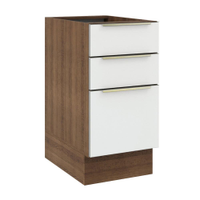 Balcão Madesa Lux 40 cm 3 Gavetas (Sem Tampo) - Rustic/Branco Veludo