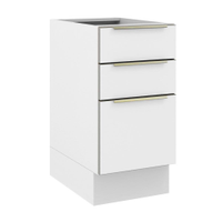 Balcão Madesa Lux 40 cm 3 Gavetas (Sem Tampo) - Branco/Branco Veludo