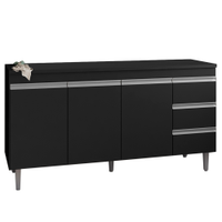 Balcao Para Pia 155 cm 3 Portas Andreia Preto REAJL
