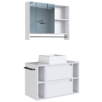 Espelheira e Gabinete Suspenso com Cuba 80cm Branco PRODDY