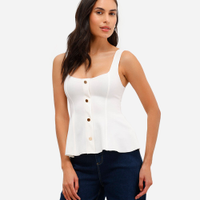 Blusa feminina com recortes peplum off white