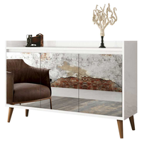 Buffet Aparador Retrô com Espelho Delux 3 Portas Branco Gloss - MoveisAqui