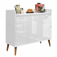 Buffet Aparador Retrô Clássico 2 Portas Branco Gloss - MoveisAqui