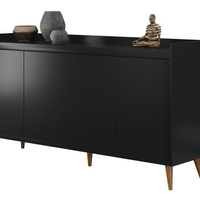 Buffet Aparador Retrô Delux 4 Portas Preto - MoveisAqui