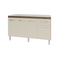 Balcão Cozinha Armário Gabiente Pia de 140 cm com 4 Portas e 1 Gavetas Camila Savana Off White