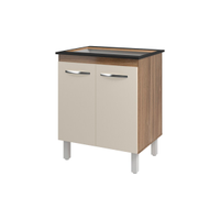 Balcão Armário de Cozinha Para Fogão Cooktop 5 Bocas Fran Mobília Decor Savana Off White