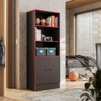 Armário Shadow Pixel 3 Nichos 2 Preto Preto Fosco/Vermelho