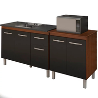 Balcao Pia 120cm e Multiuso 2 Portas 70cm Savana Preto Mobbs