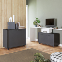 Conjunto de Armário de Escritório Tessa 3 PT com Buffet Line 2 PT Preto