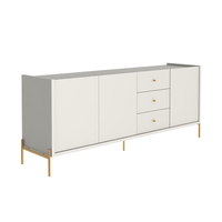Buffet Jasper 3 Portas 3 Gavetas Off White e Dourado