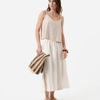 Saia midi feminina de sarja off white