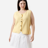 Colete feminino de tricot plus size amarelo