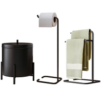 Kit Para Banheiro 3 Peças Luxe em Aço D09 Preto - Mpozenato