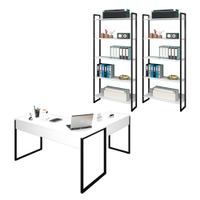 Conjunto Escritório 3 peças 1 Mesa em L e 2 Estantes Studio Industrial M18 Branco - Mpozenato