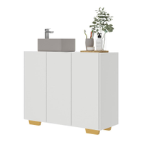 Gabinete Banheiro 3 Portas 90cm Multimóveis V5031 Branco/Natural