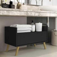 Gabinete Armário Banheiro 60 cm c/ Pés Retrô Multimóveis Preto/Natural