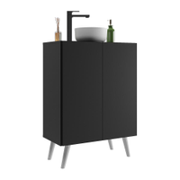 Gabinete Banheiro 2 Portas Retrô 63cm Multimóveis V5006 Preto/Branco
