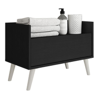 Gabinete Armário Banheiro 80cm Retrô Multimóveis V5000 Preto/Branco