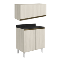 Armario Aereo E Balcao MDF 80cm Kali Bianco Toq Bianco Toq Nicioli