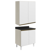 Armario Aereo Balcao 2 Portas 60cm MDF Kali Bianco Toq Branco Uv Nicioli