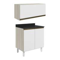 Armario Aereo E Balcao MDF 80cm Kali Bianco Toq Branco Uv Nicioli