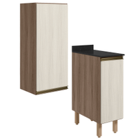 Armario Aereo Balcao 1 Porta 30cm MDF Kali Carvalho Toq Bianco Toq Nicioli