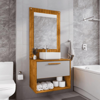 Conjunto Gabinete c/ Espelheira para Banheiro Zenit Naturalle/Off-White