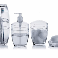 Conjunto De Banheiro 4 Peças Porta Utensilios Transparente