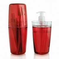 Conjunto Para Banheiro Vermelho 2 Peças Suporte Escova Sabão
