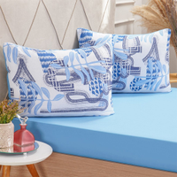 Jogo de Cama King Dreams Malha 100% Algodão 193x203x35cm Azul
