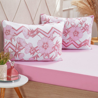 Jogo de Cama Casal Dreams Malha 100% Algodão 138x188x30cm Rosa