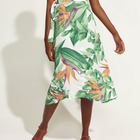 Saia Feminina DVF Midi Envelope Estampada de Folhagem Off White