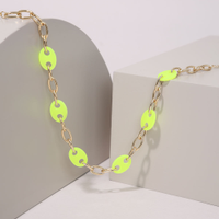 Colar Feminino com "Elos" Coloridos Dourado