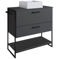 Gabinete E Cuba Banheiro Industrial 80 CM PT Gav 1028X94101 Grafite Branco PP