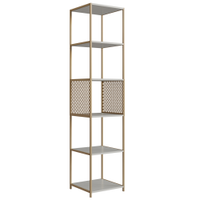 Estante 180 Cm Estilo Industrial Com Tela P1023 Arenas Dourado PP