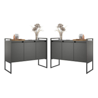 Buffet 3 Portas Rouxe Preto Conjunto 2 Unidades