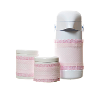 Potes E Garrafa Com Capa Rosa Quarto Bebê (Conj. 3 Peças)