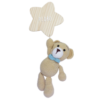 Porta Maternidade Estrela com Urso de Gravata Azul Quarto Bebê Infantil Menino