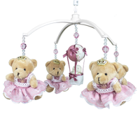 Móbile Musical Ursinha Princesa e Balão Rosê Quarto Bebê Infantil Menina