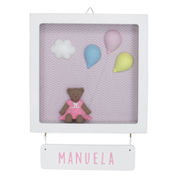 Porta Maternidade Quadro Acrílico Ursinha com Bexiga Quarto Bebê Infantil Menina
