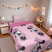 Edredom Solteiro Mickey & Minnie Disney Malha 100% Algodão 150x220cm Minnie Beauty Rosa