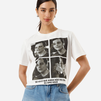 Camiseta feminina de algodão paraíso tropical off white