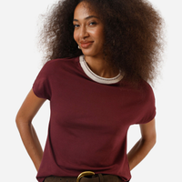 Blusa feminina de viscose manga curta vinho