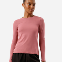 Blusa feminina esportiva de poliamida manga longa rosa