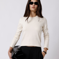 Blusa feminina de algodão peruano manga longa mindset off white