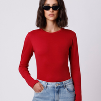 Blusa feminina de algodão peruano manga longa mindset vermelha